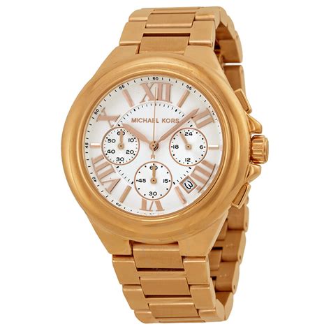 Michael Kors Camille Chronograph White Dial Rose Gold